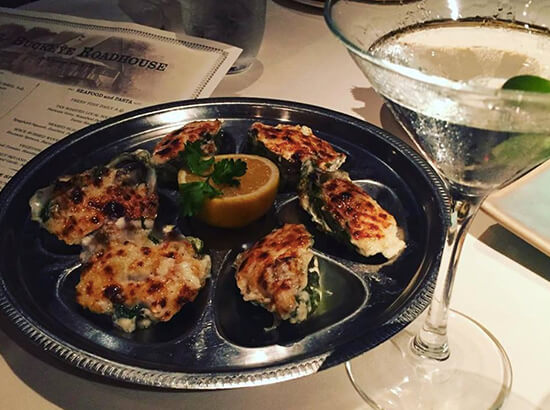 oysters bingo and martini