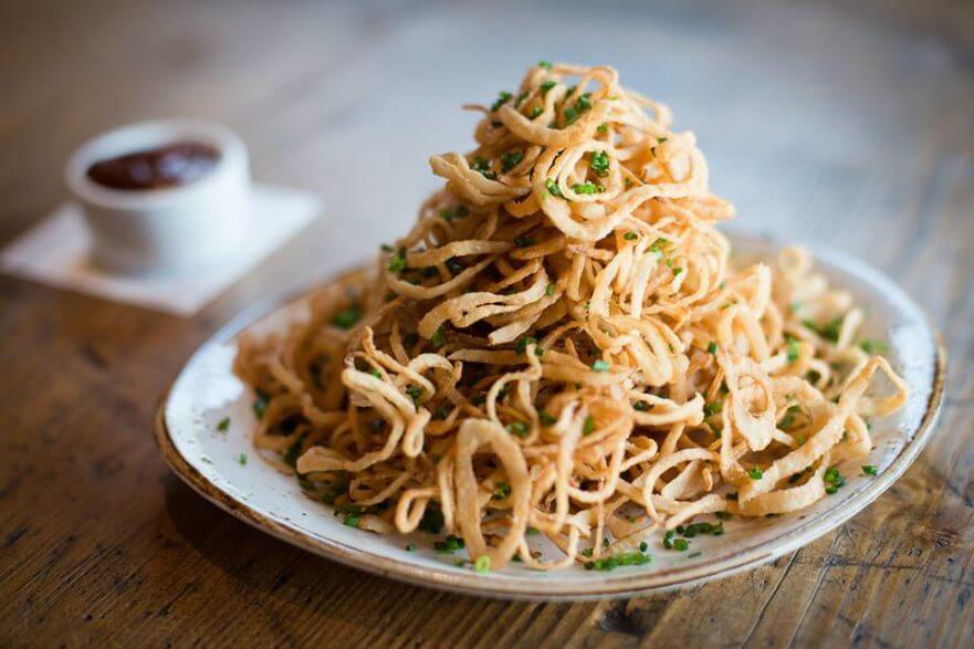 onion strings stacked